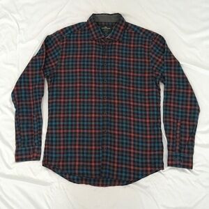 Rodd & Gunn black, red, and blue plaid button-up shirt